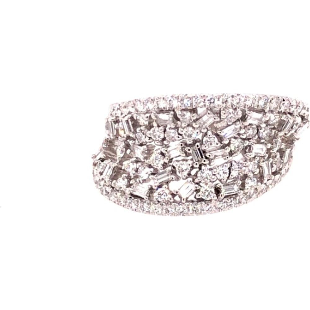18K White Gold Wide Diamond Cluster Band Ring by Afarin