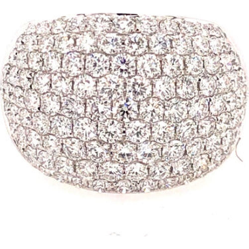 18K White Gold Wide Dome Diamond Ring with Rows of Round Diamonds by Afarin