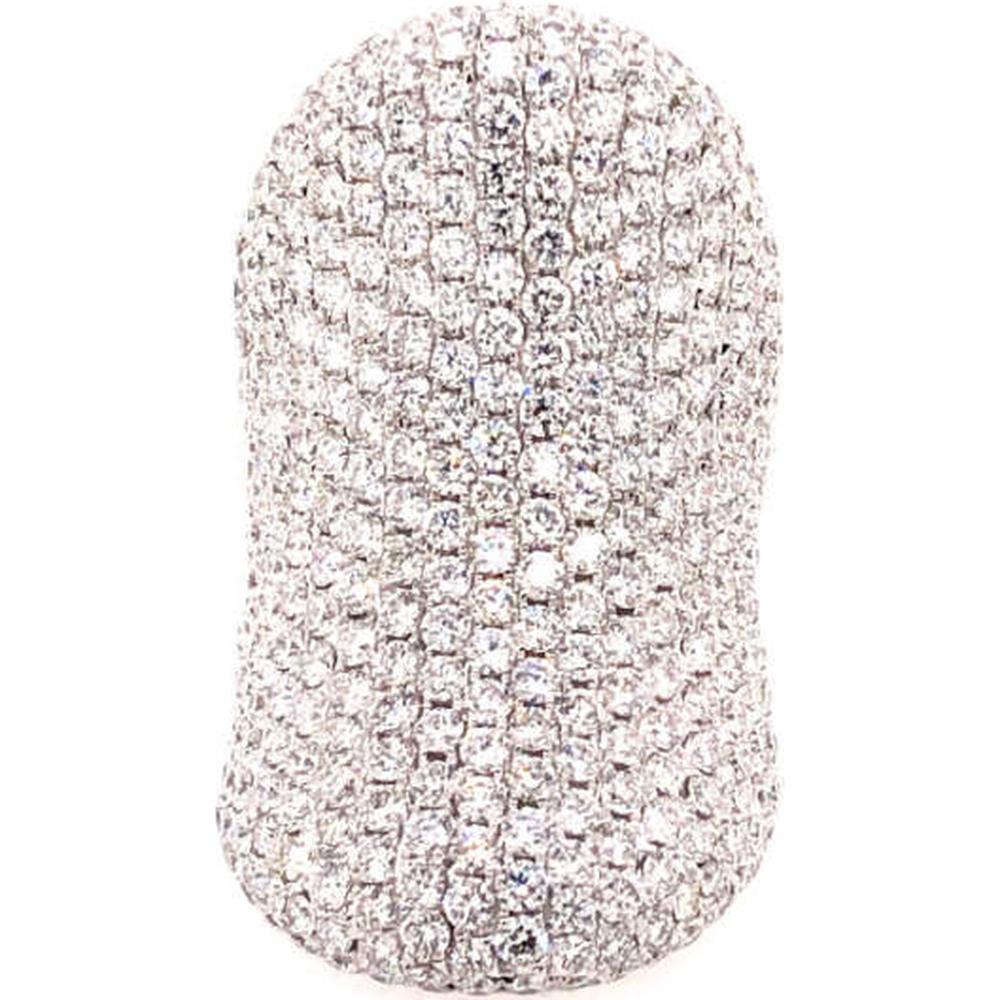 18K White Gold Wide Dome Pavé Diamond Ring by Afarin