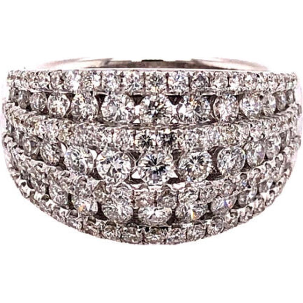 18K White Gold Wide Multi-Row Diamond Band Ring with Round Diamonds by Afarin
