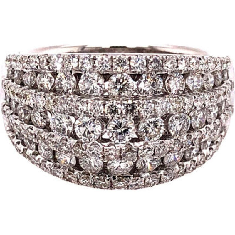 Multiple Round Diamond Setting 18K White Gold Wide Multi-Row Diamond Band Ring with Round Diamonds by ...