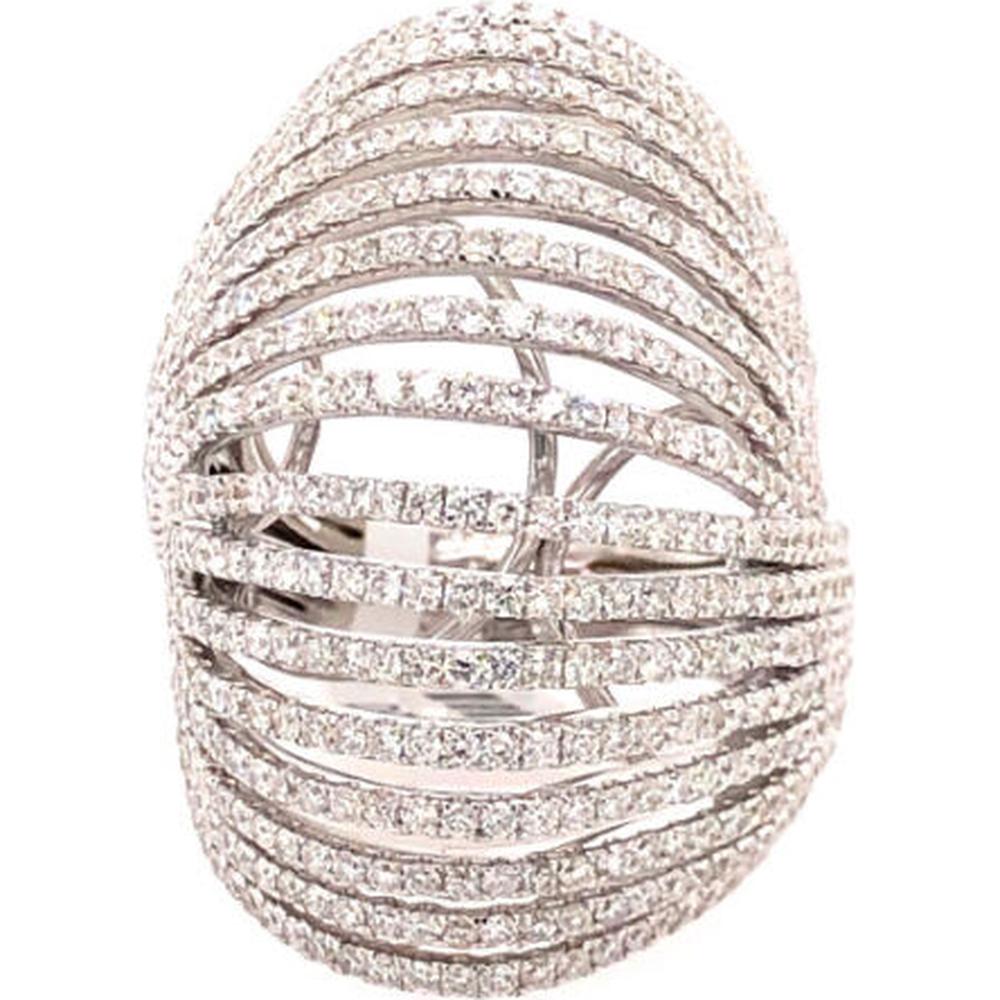 18K White Gold Wide Openwork Diamond Ring by Afarin