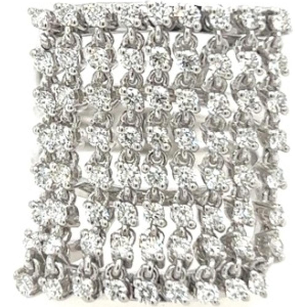 18K White Gold Wide Statement Ring with Round Diamonds by Afarin