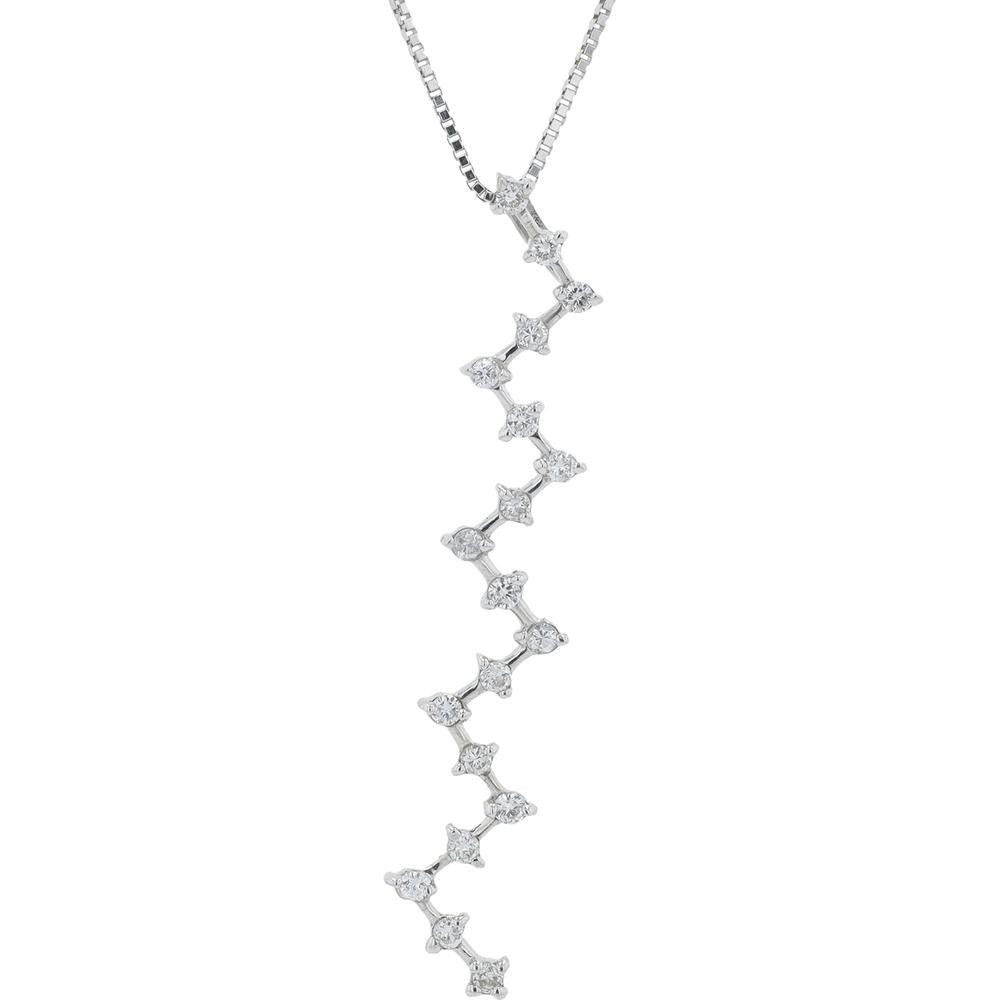 18K White Gold Zigzag Diamond Necklace - 0.30 Carat Total Diamond Weight