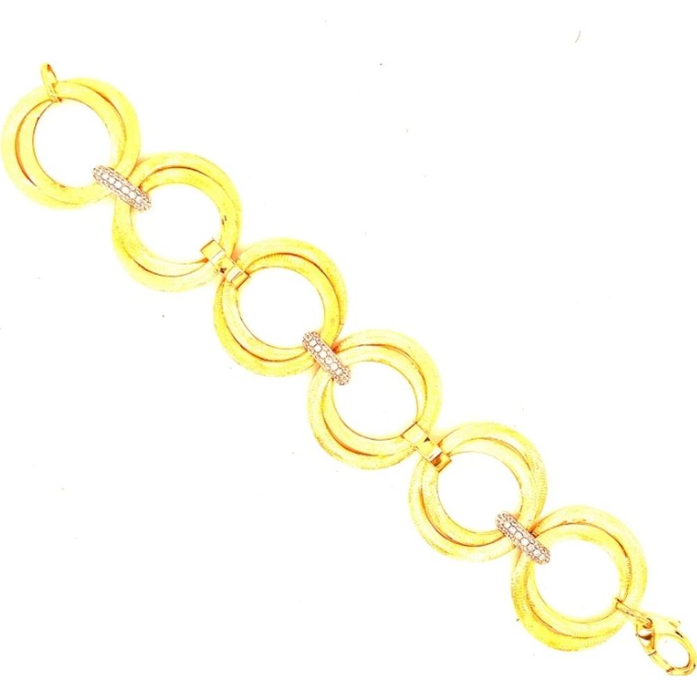 18K Yellow and White Gold Circular Link Diamond Bracelet by Afarin