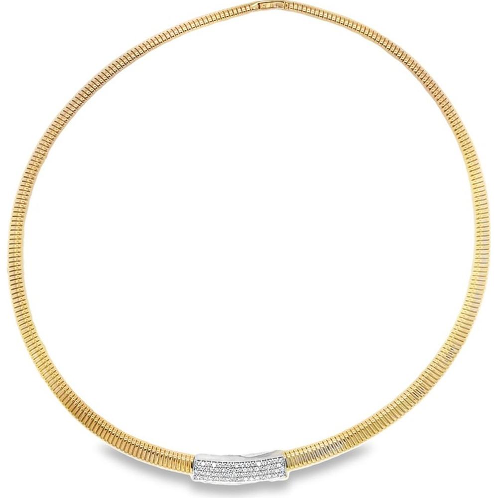 18K Yellow and White Gold Contemporary Diamond Necklace by Afarin