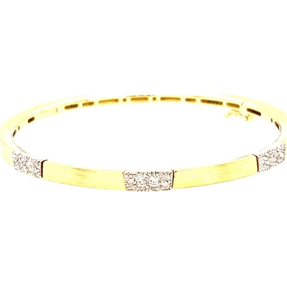 18K Yellow and White Gold Diamond Station Bangle Bracelet by Afarin