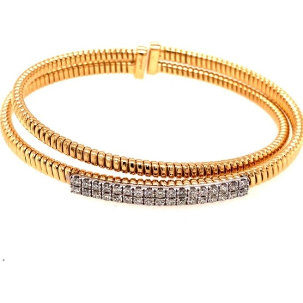 18K Yellow and White Gold Double-Row Diamond Bangle Bracelet by Afarin