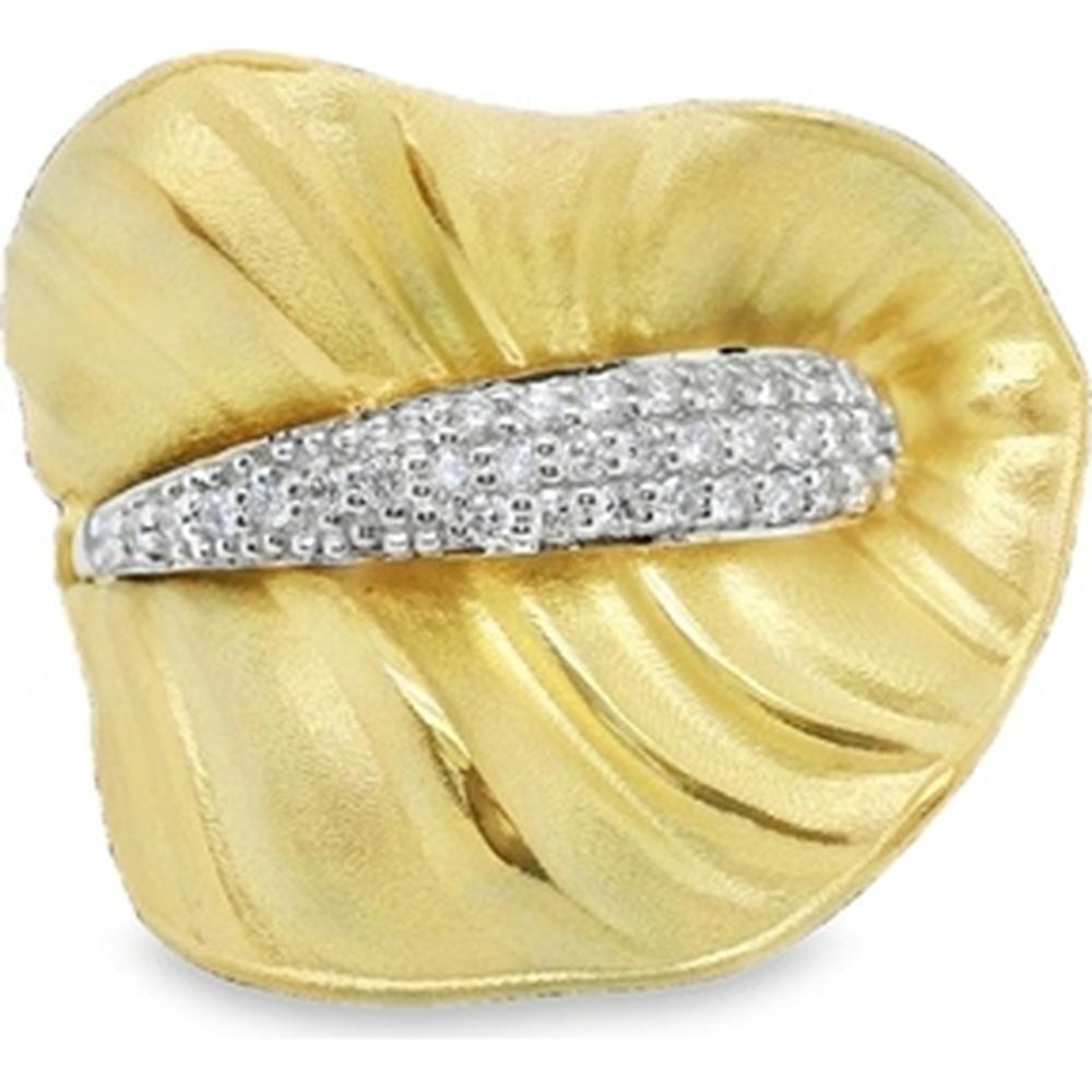 18K Yellow and White Gold Free-Form Diamond Ring by Afarin