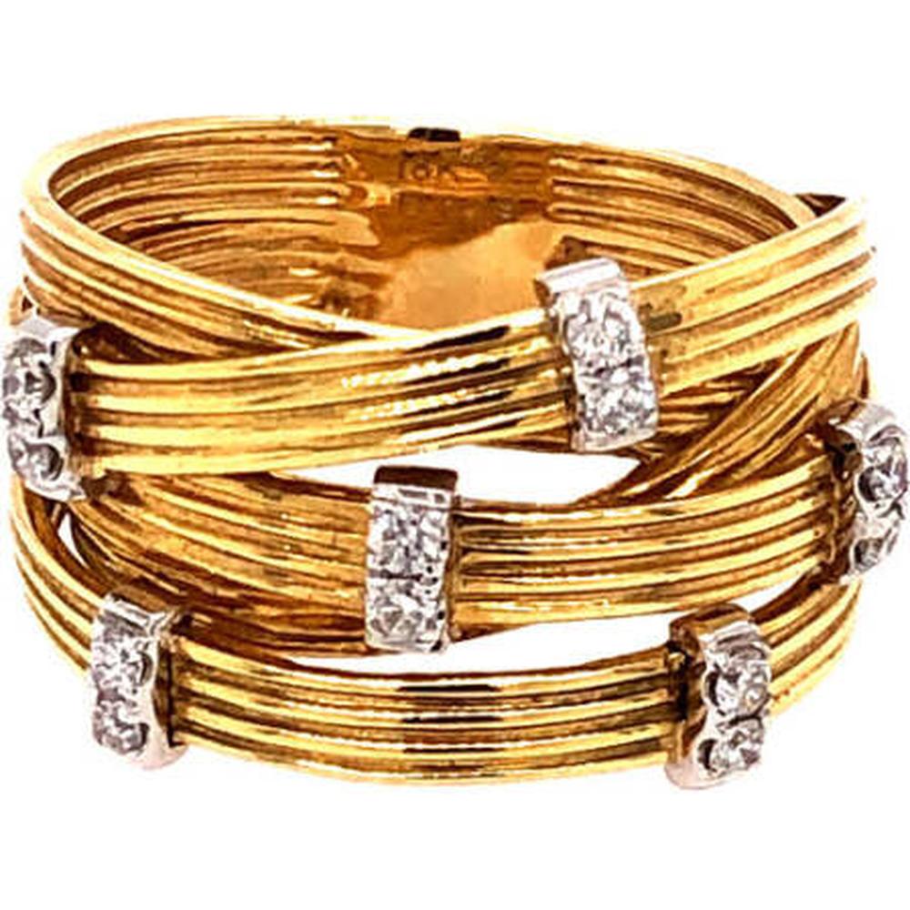 18K Yellow and White Gold Free-Form Diamond Ring by Afarin