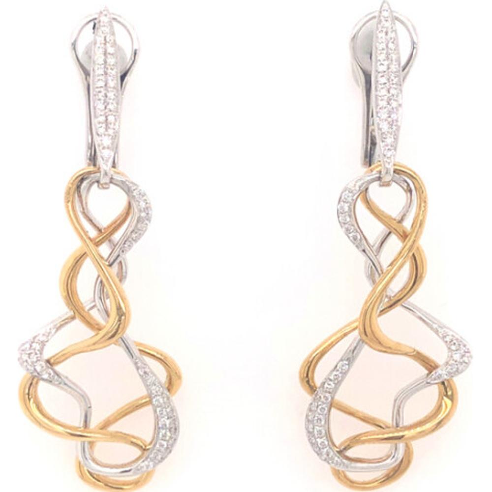 18K Yellow and White Gold Free-Form Drop Earrings with Diamond Accents by Afarin