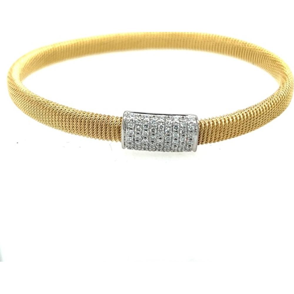 18K Yellow and White Gold Mesh-Style Diamond Bangle Bracelet by Afarin