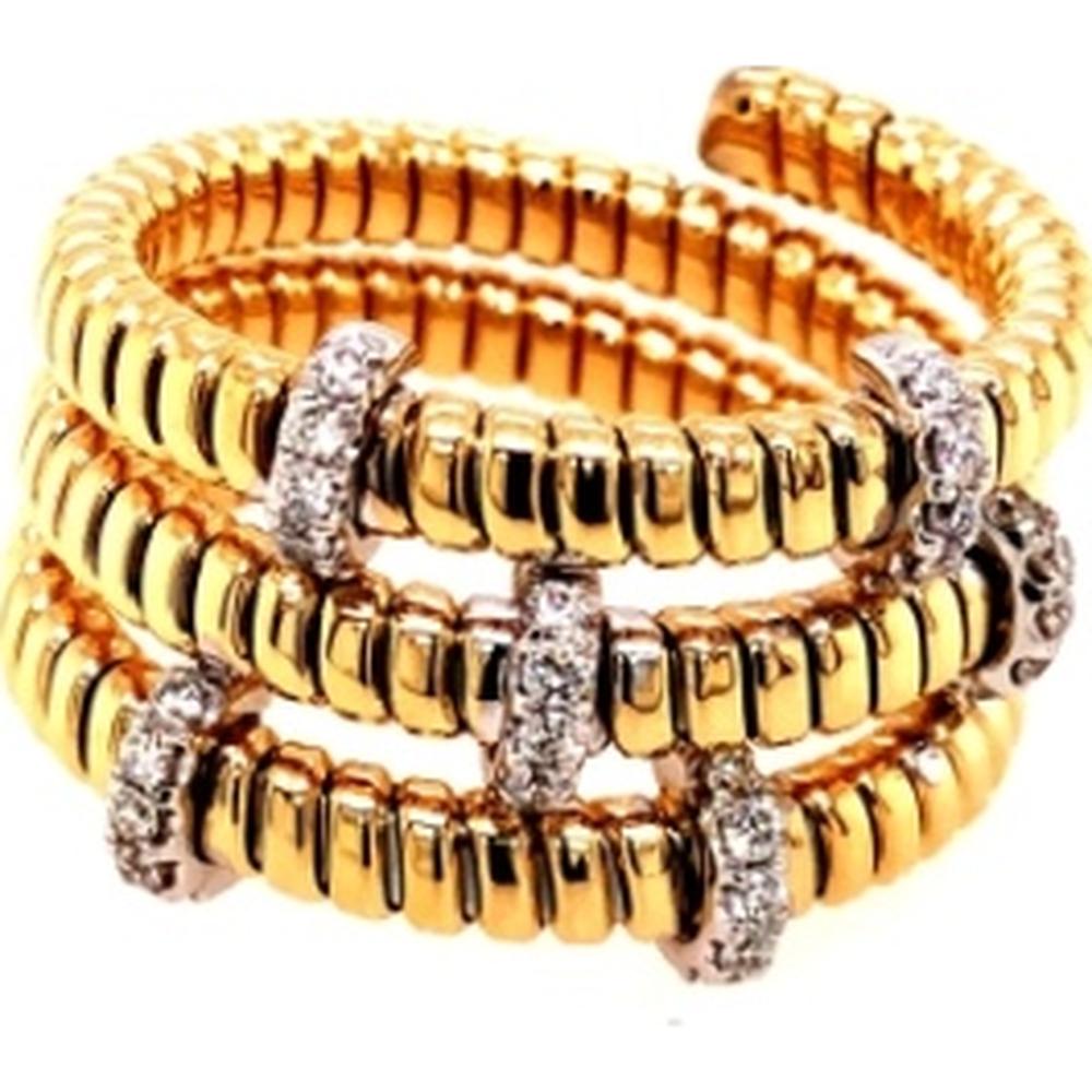 18K Yellow and White Gold Multi-Row Diamond Fashion Ring by Afarin