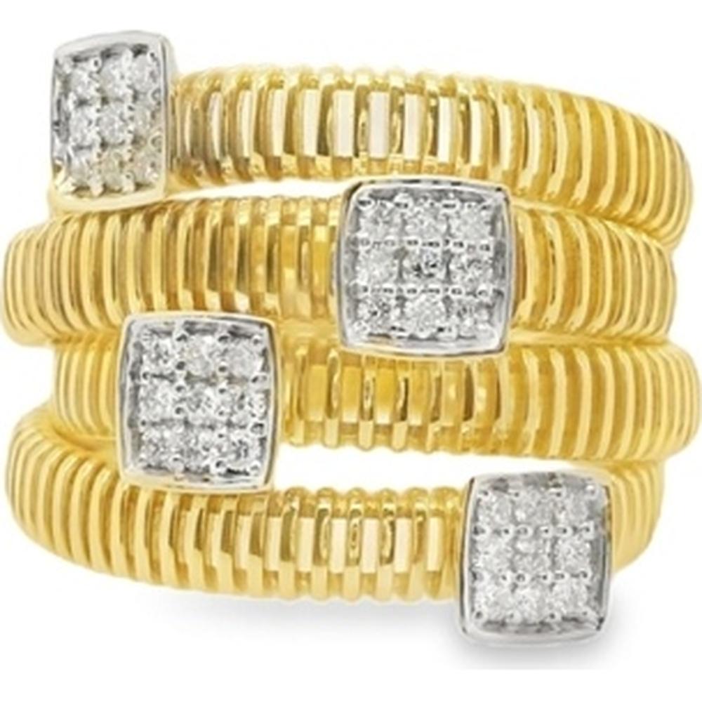 18K Yellow and White Gold Multi-Row Diamond Wrap Ring by Afarin