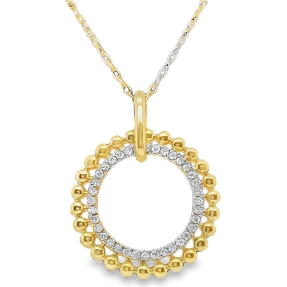 18K Yellow and White Gold Open Circle Diamond Pendant Necklace by Afarin