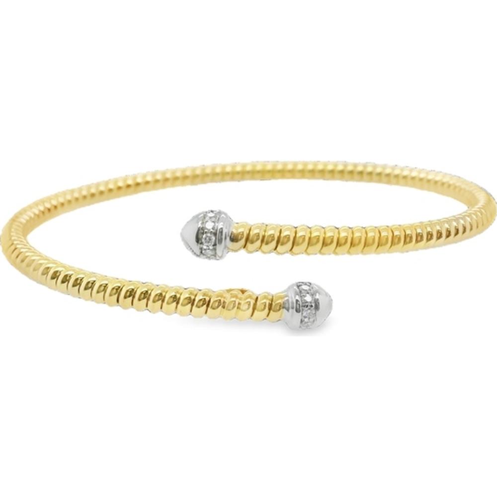18K Yellow and White Gold Open Diamond Bangle Bracelet by Afarin