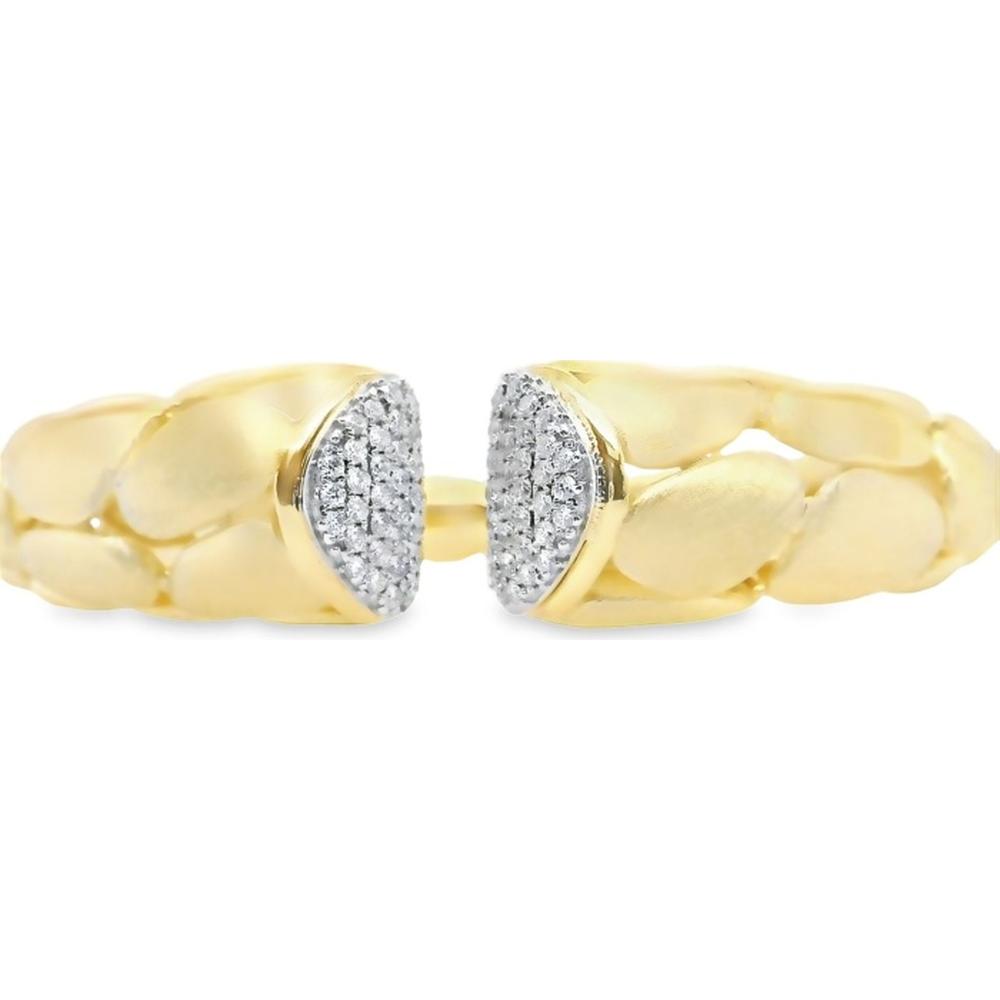 18K Yellow and White Gold Open Diamond Bangle Bracelet by Afarin