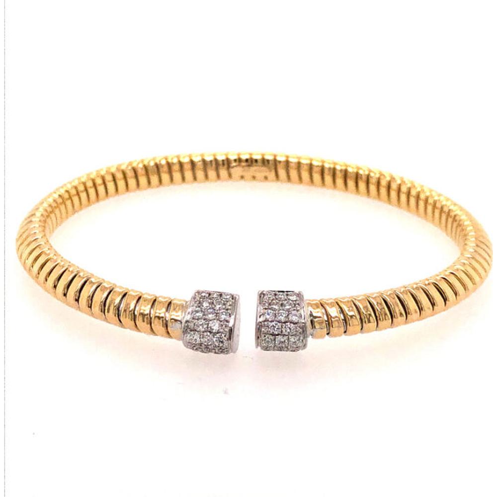 18K Yellow and White Gold Open Diamond Bangle Bracelet by Afarin