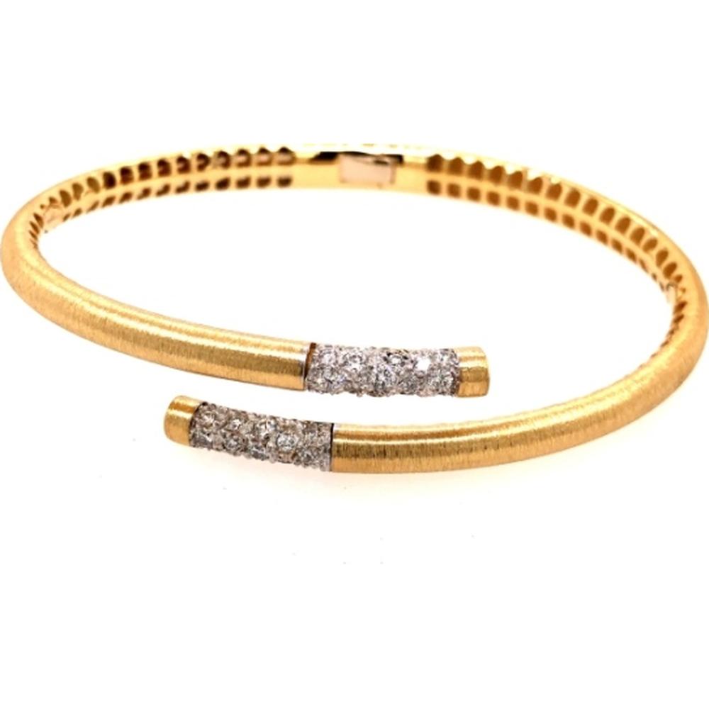 18K Yellow and White Gold Open Diamond Bangle Bracelet by Afarin