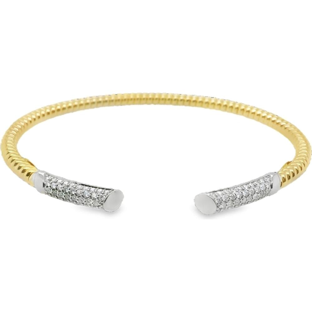 18K Yellow and White Gold Open Diamond Bangle Bracelet by Afarin