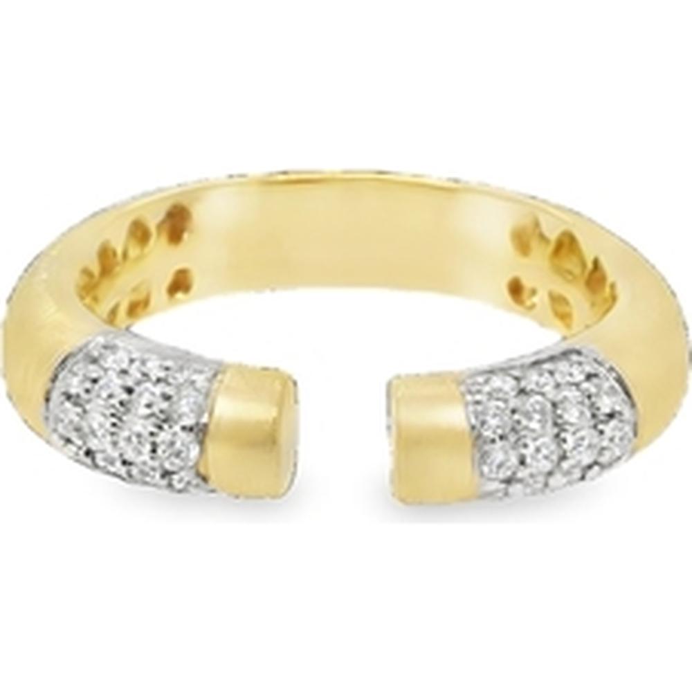 18K Yellow and White Gold Open Ring with Diamond Pavé Ends by Afarin