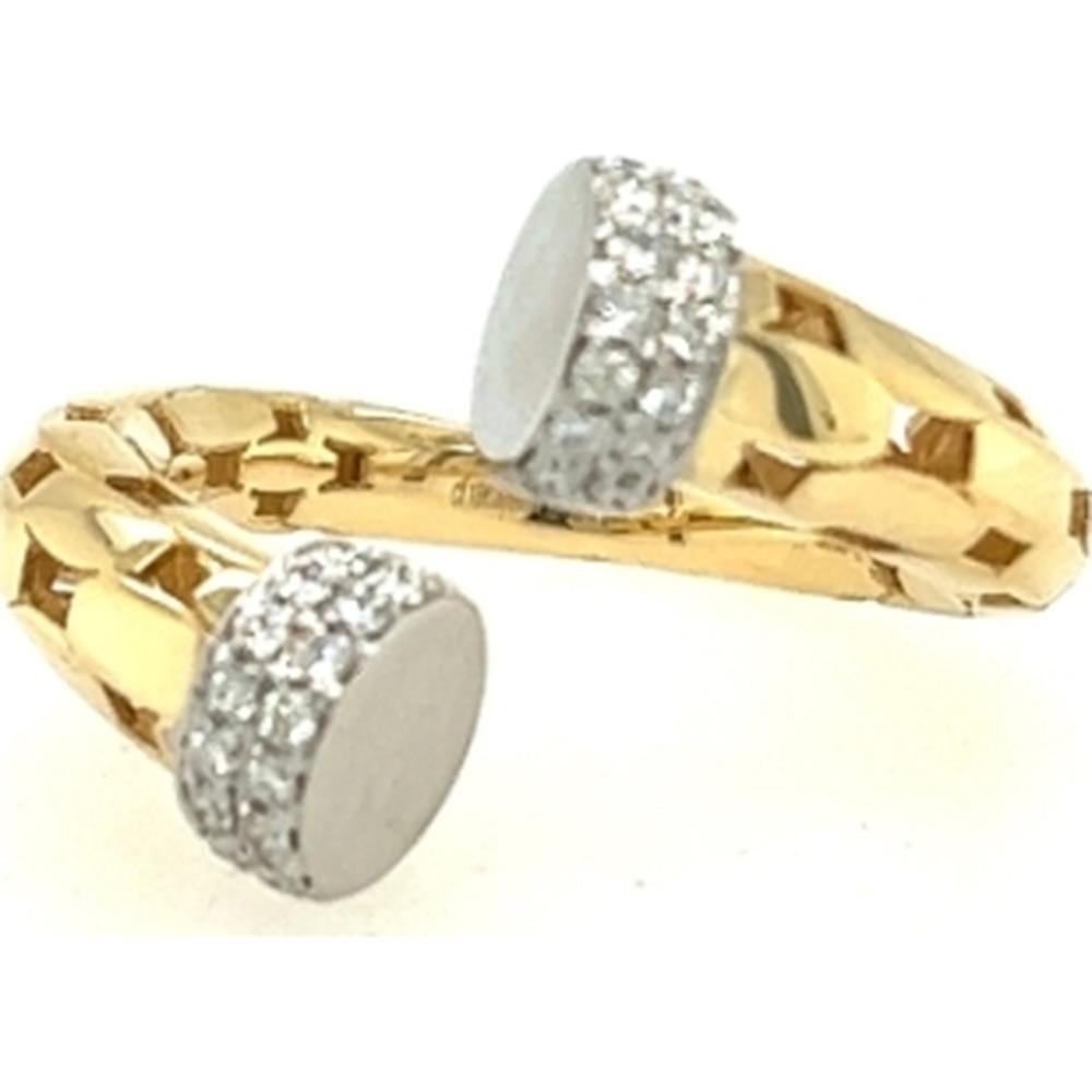 18K Yellow & White Gold Open Ring with Pavé Diamond Accent by Afarin