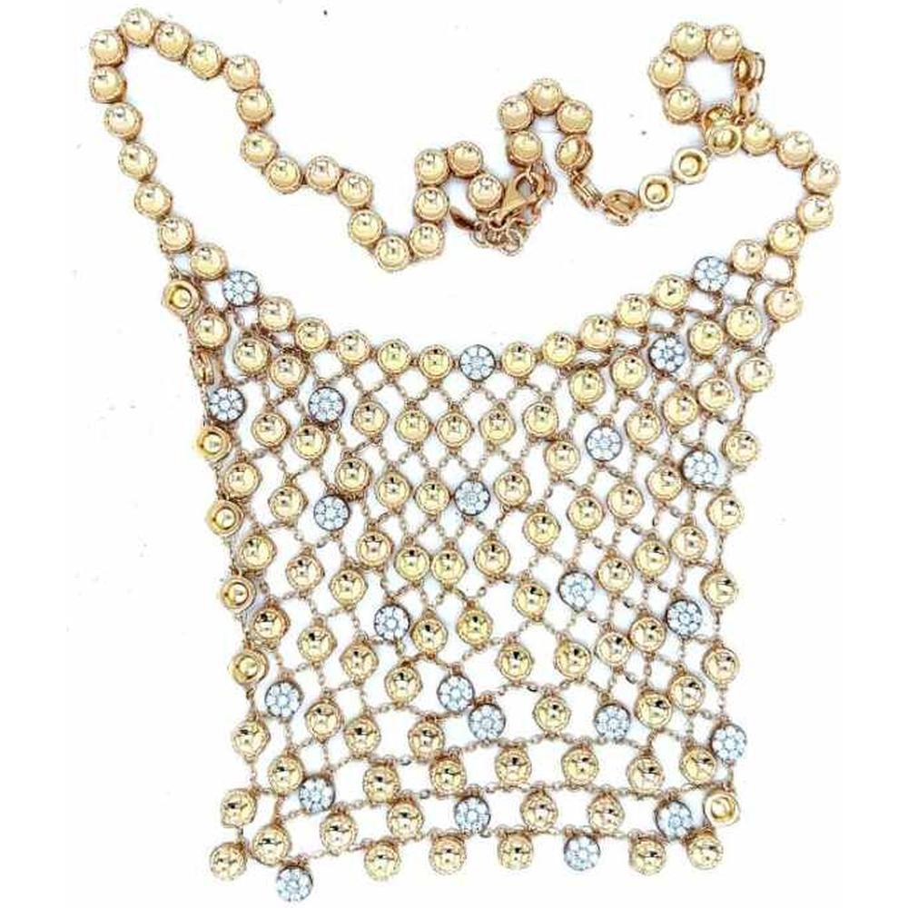 18K Yellow and White Gold Openwork Diamond Statement Necklace by Afarin