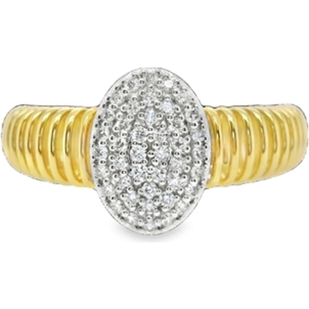 18K Yellow and White Gold Oval Pavé Diamond Ring by Afarin
