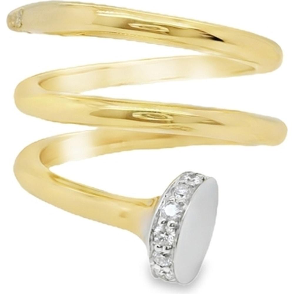 18K Yellow and White Gold Spiral Wrap Ring with Diamond Accents by Afarin