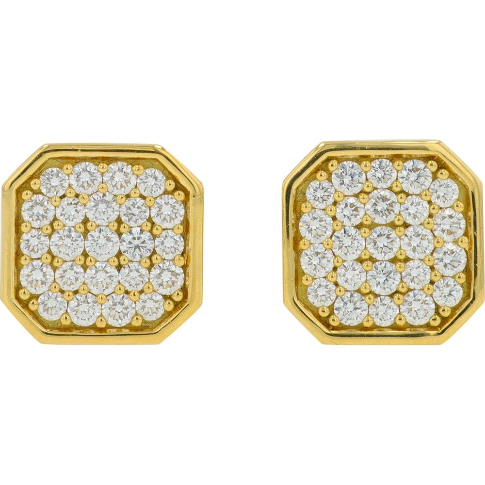 18K Yellow Gold 0.42 Carat Total Weight Diamond Cluster Stud Earrings by Penny Preville