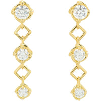 18K Yellow Gold 0.53 Carats Diamond Drop Earrings with Geometric Design and Prong Setting