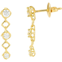 18K Yellow Gold 0.53 Carats Diamond Drop Earrings with Geometric Design and Prong Setting