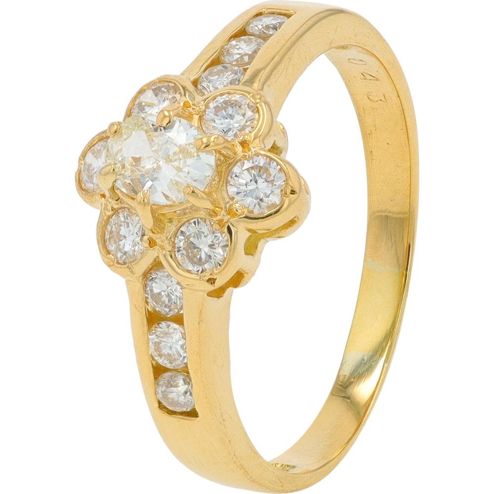 18K Yellow Gold 0.65 Carat Diamond Engagement Ring with Marquise and Round Diamonds - 0.65 Carat Total Diamond Weight