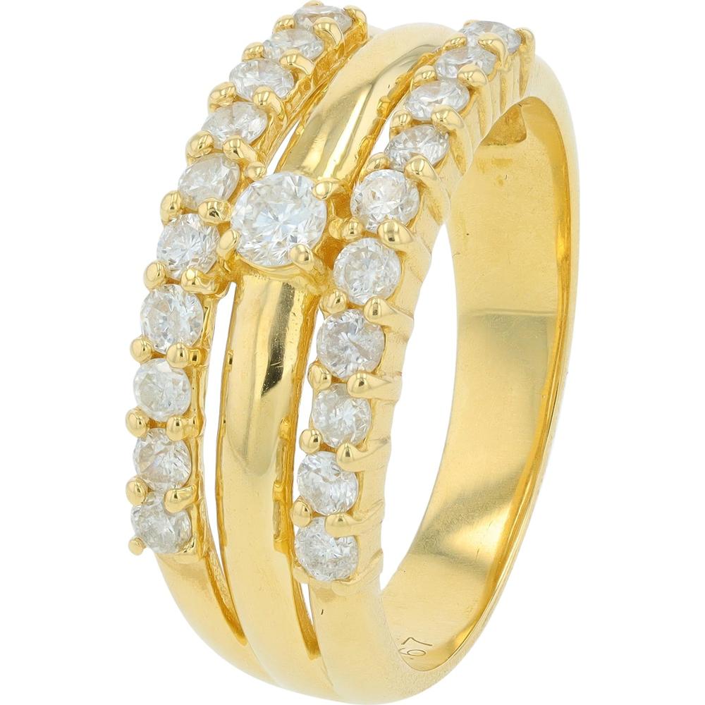 18K Yellow Gold 0.67 Carat Total Diamond Weight Band Ring - Brilliant Round Cut Diamonds