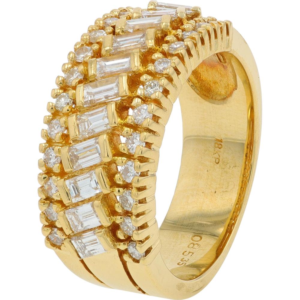 18K Yellow Gold 0.85 Carat Channel - Set Step - Cut Diamond Ring