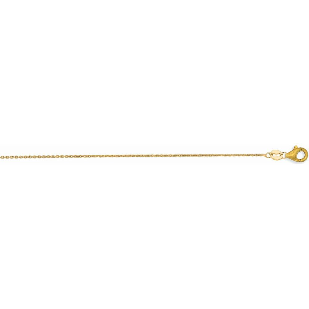 18K Yellow Gold 0.97mm Polished Cable Chain Necklace - 18" Length by Orozza Fine Jewelry