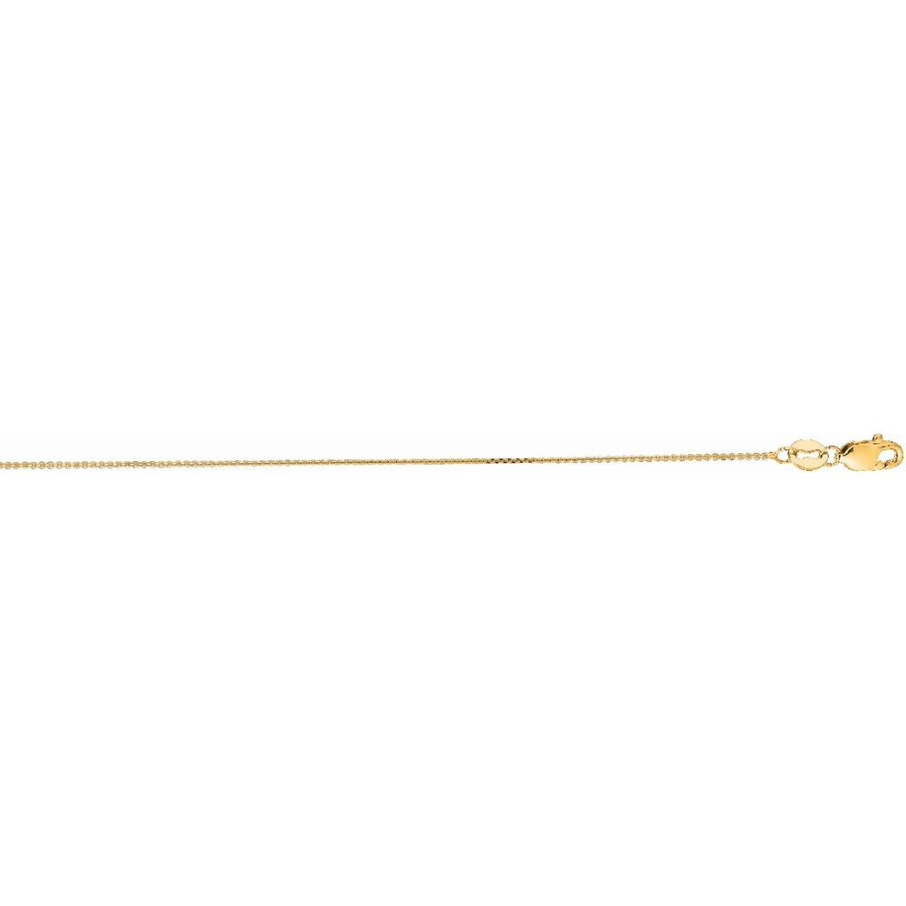 18K Yellow Gold 0.9mm Diamond Cut Cable Chain Necklace - 16" by Orozza Fine Jewelry