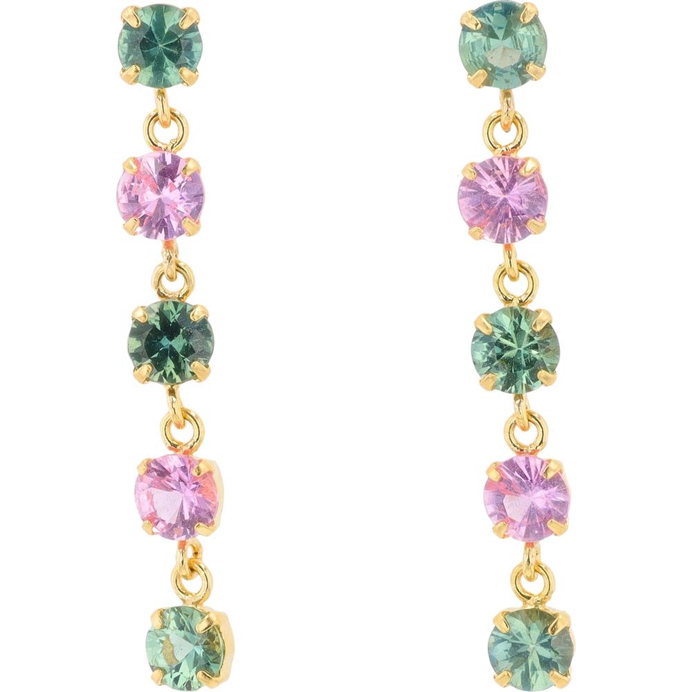 18K Yellow Gold 1.55 Carat Multi Sapphire Dangle Earrings
