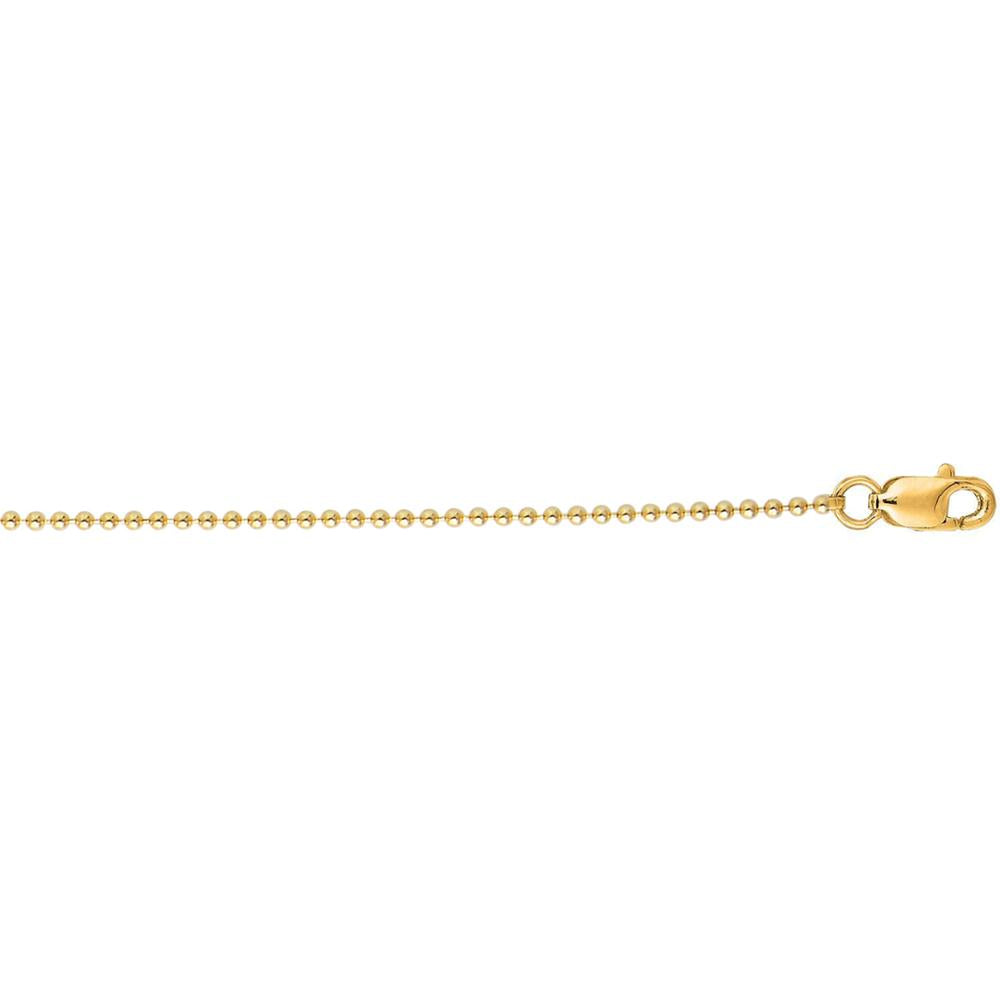 18K Yellow Gold 1.5mm Bead Chain Necklace with Lobster Clasp - 20" by Orozza Fine Jewelry