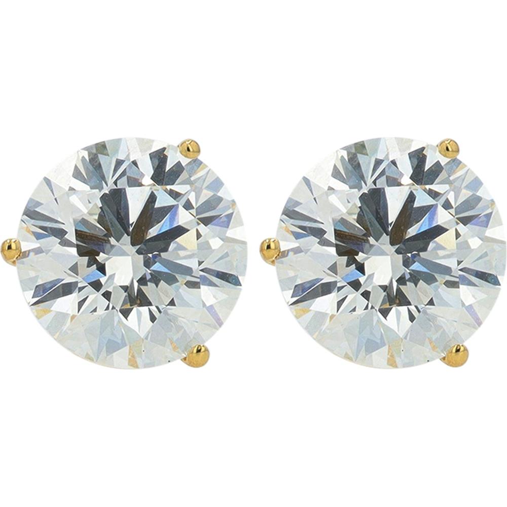 18K Yellow Gold 10 Carat Total Weight Lab Grown Diamond Martini Set Studs - 5 Carats Each