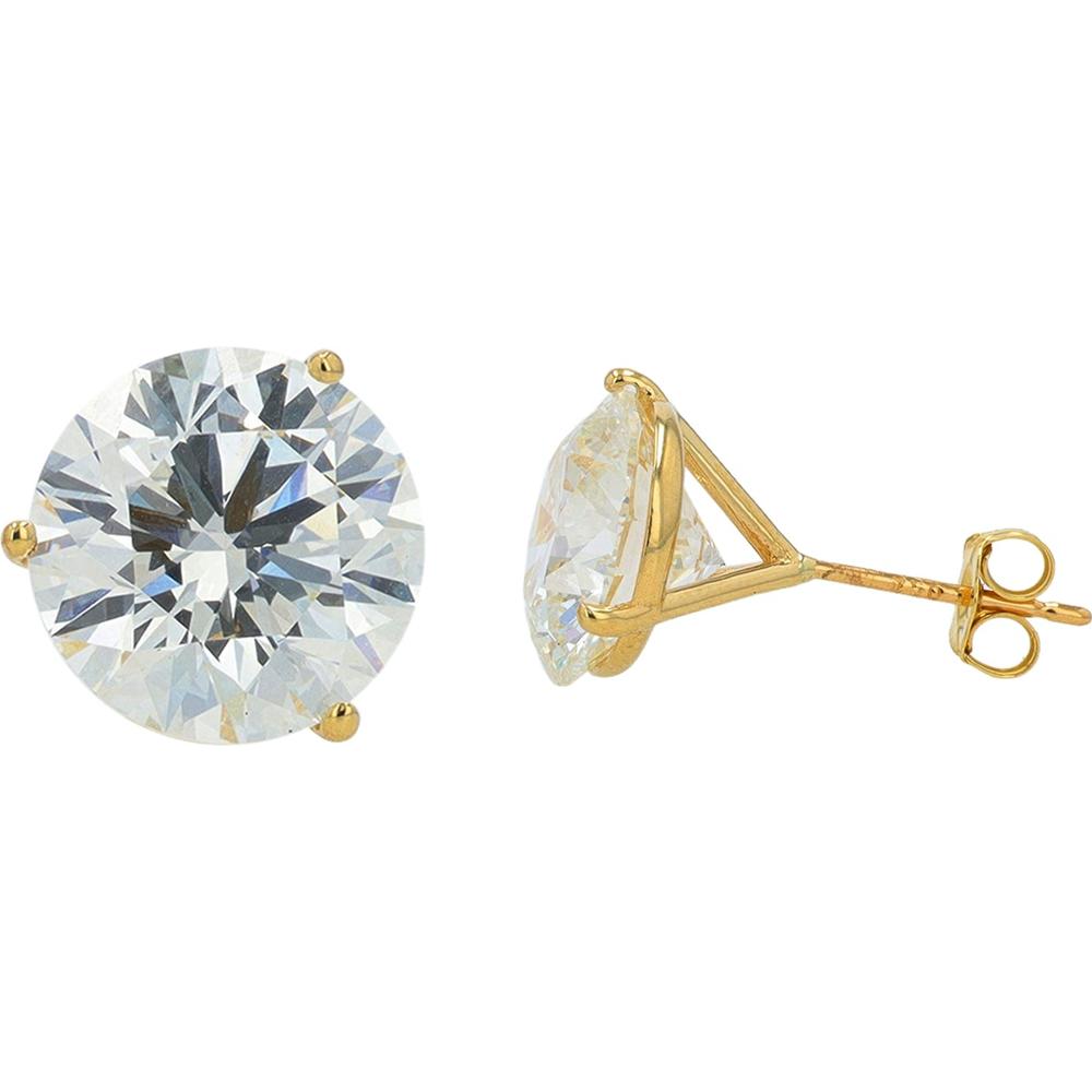 18K Yellow Gold 10 Carat Total Weight Lab Grown Diamond Martini Set Studs - 5 Carats Each