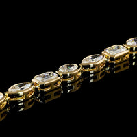 18K Yellow Gold 16.57 Carats Mixed Shape Tennis Necklace with Bezel Set Emerald, Marquise & Oval Lab Diamonds - E-F VVS2 - Covaloro Fine Jewelry