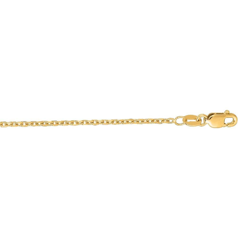 18K Yellow Gold 16" Diamond-Cut Cable Chain Necklace - 1.4mm Width by Orozza Fine Jewelry