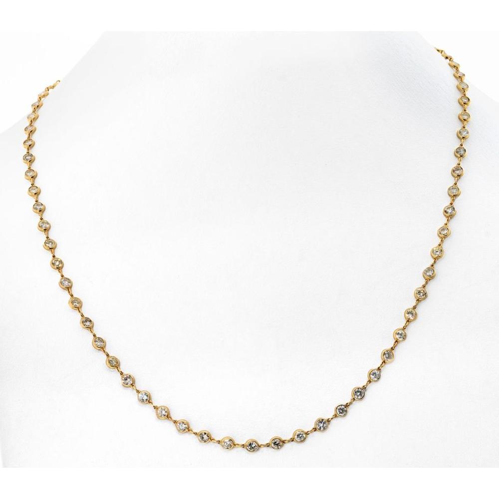 18K Yellow Gold 16-Inch Diamond By The Yard Necklace with 11.68 Carat Total Diamond Weight
