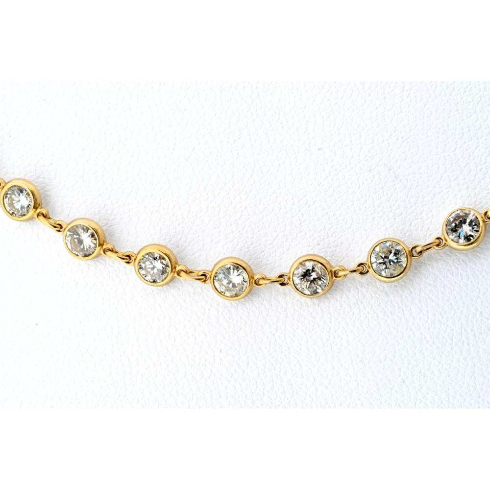 18K Yellow Gold 16-Inch Diamond By The Yard Necklace with 11.68 Carat Total Diamond Weight