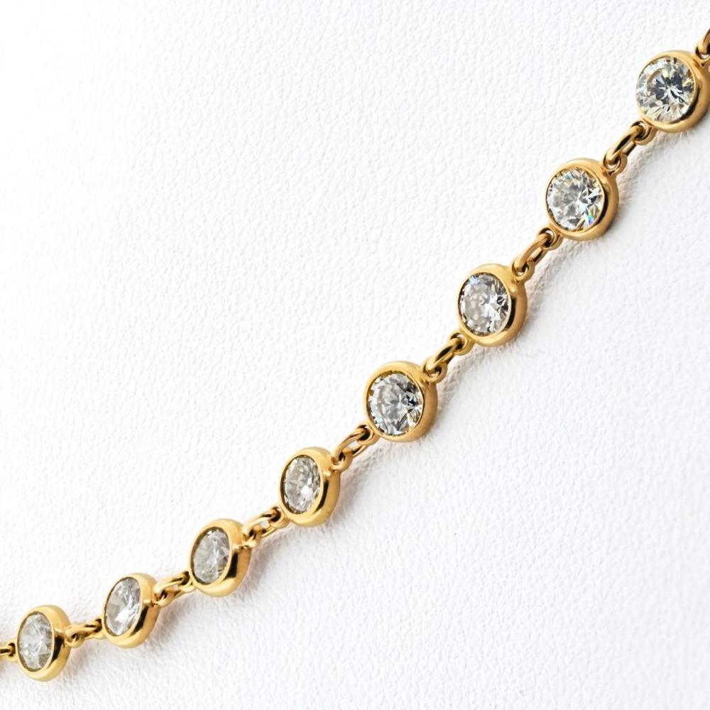 18K Yellow Gold 16-Inch Diamond By The Yard Necklace with 11.68 Carat Total Diamond Weight