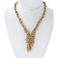 18K Yellow Gold 16" Vintage Spray Necklace with Round Diamonds - 10.00 Carat Total Diamond Weight