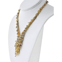 18K Yellow Gold 16" Vintage Spray Necklace with Round Diamonds - 10.00 Carat Total Diamond Weight