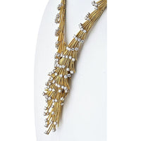 18K Yellow Gold 16" Vintage Spray Necklace with Round Diamonds - 10.00 Carat Total Diamond Weight
