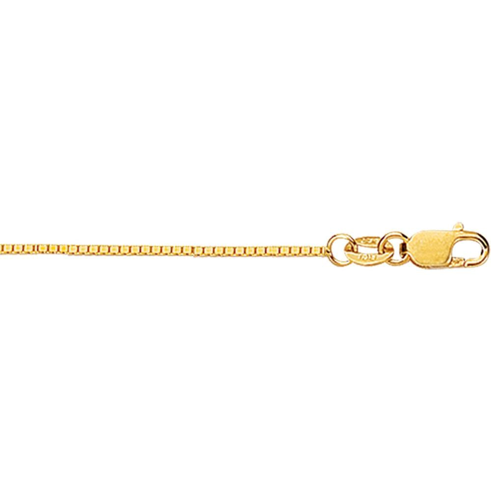 18K Yellow Gold 18" Classic Box Chain Necklace with Lobster Clasp - 0.78mm Width by Orozza Fine Jewelry
